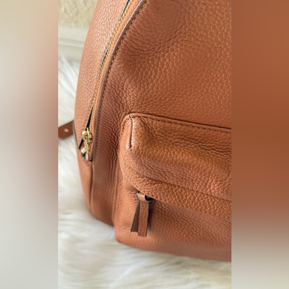 Tory Burch Large Thea Backpack Leather Brown with Gold zippers - Picture 3 of 15